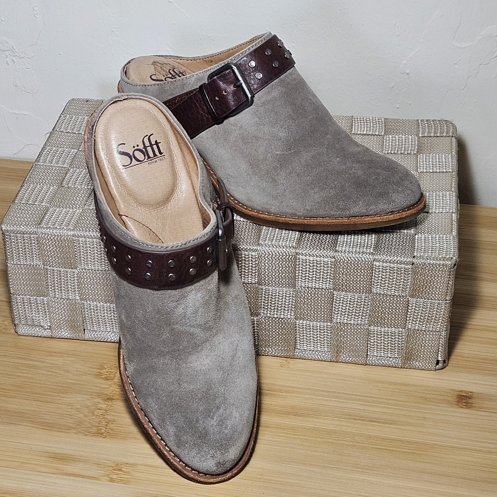 SOFFT Mule Clog, Tan Suede Leather, Women's size 8 M
